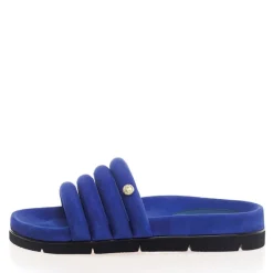 Clearance Copenhagen Shoes Dame Leafs Suede Sliders 1201 Elektrisk Blå Klar blå