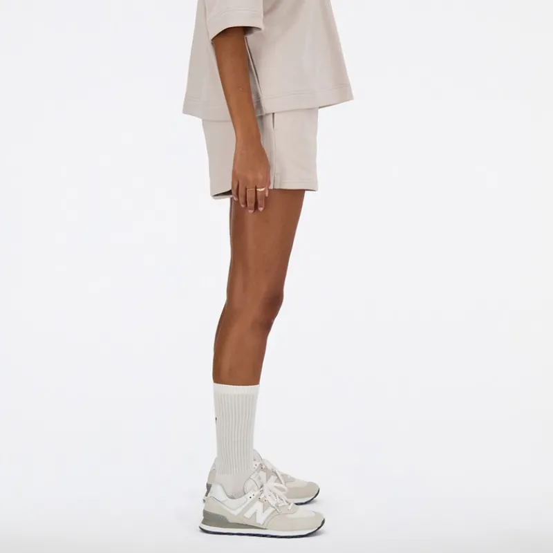 Clearance New Balance Dame Linear Heritage Fransk Terry Shorts Moonrock