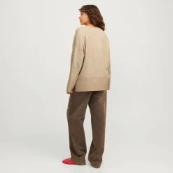 Outlet JJXX Dame Lucca V-hals Trøje Peyote beige