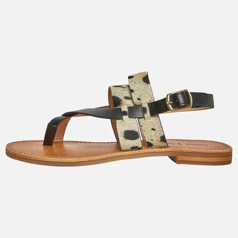 Online GEOX Dame Maddalusia Flade Sandaler Sort / Hvid Flerfarvet