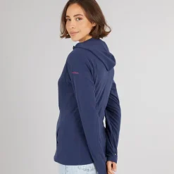 Sale Trespass Dame Marathon Fuld Zip Hætte Fleece Jakke Navy /​ Pink Marineblå
