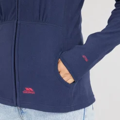 Sale Trespass Dame Marathon Fuld Zip Hætte Fleece Jakke Navy / Pink Marineblå