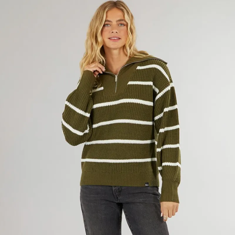 New Bench Dame Margita Jumper Mørk Oliven kakigrøn