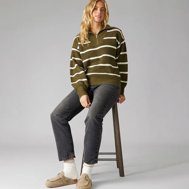 New Bench Dame Margita Jumper Mørk Oliven kakigrøn