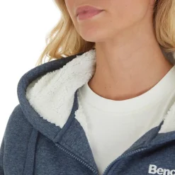 Sale Bench Dame Mintz Teddyforet Zip-gennem Trøje Marine Melange Marineblå Mergel