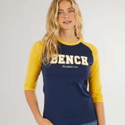 Online Bench Dame Morr 3/4 Ærme T-shirt Navy / Sennep Marineblå