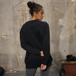 New Everlast Dame Oversized Crew Neck Sweatshirt Black Beauty Sort