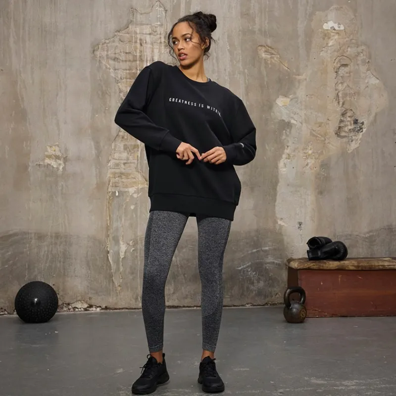 New Everlast Dame Oversized Crew Neck Sweatshirt Black Beauty Sort