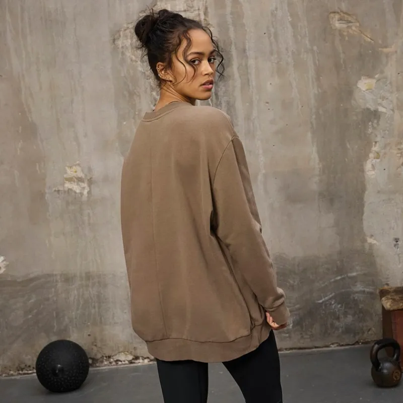 Everlast Dame Oversized Crew Neck Sweatshirt Fossil Brun