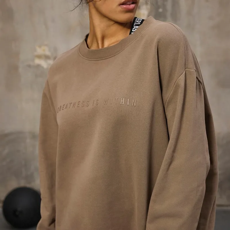Everlast Dame Oversized Crew Neck Sweatshirt Fossil Brun