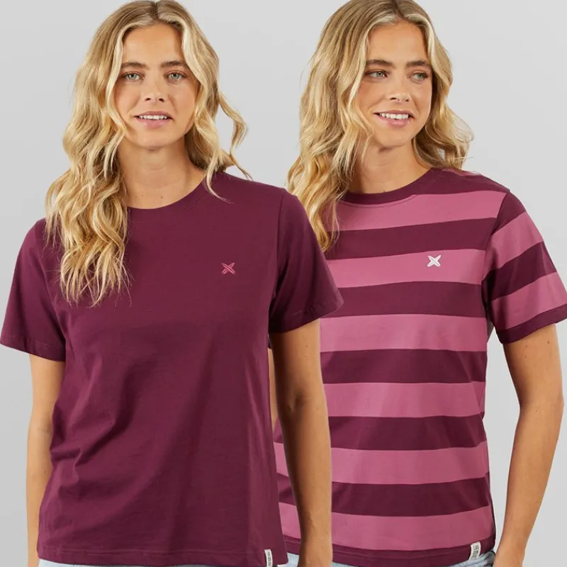 Best Lagooners Dame Oxbow 2 Pak T-shirts Blomme/Rosebud Bordeaux