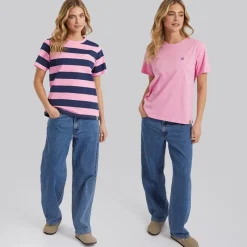 Outlet Lagooners Dame Oxbow To-pak T-shirts Pink/​Navy Lyserød