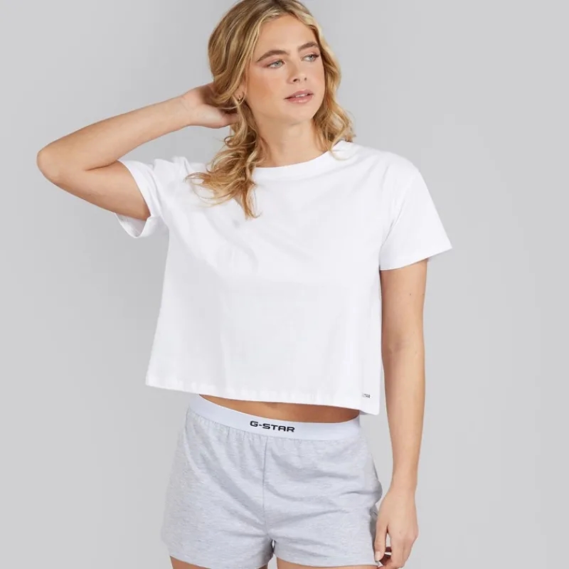 Discount G-STAR Dame pyjamas sæt Bright White/Light Grey Marl Lysegrå Mergel