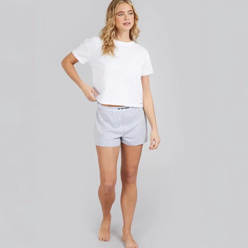Discount G-STAR Dame pyjamas sæt Bright White/Light Grey Marl Lysegrå Mergel