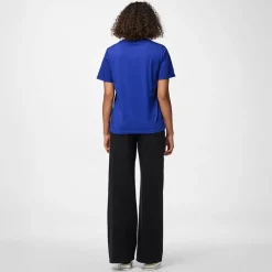 Hot Pieces Dame Ria fold op ensfarvet t shirt Mazarine Blue