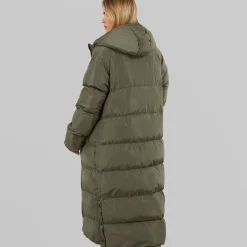 Online Bench Dame Ryelle Maxi Lang Puffer Jakke Khaki kakigrøn