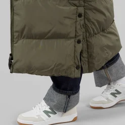 Online Bench Dame Ryelle Maxi Lang Puffer Jakke Khaki kakigrøn
