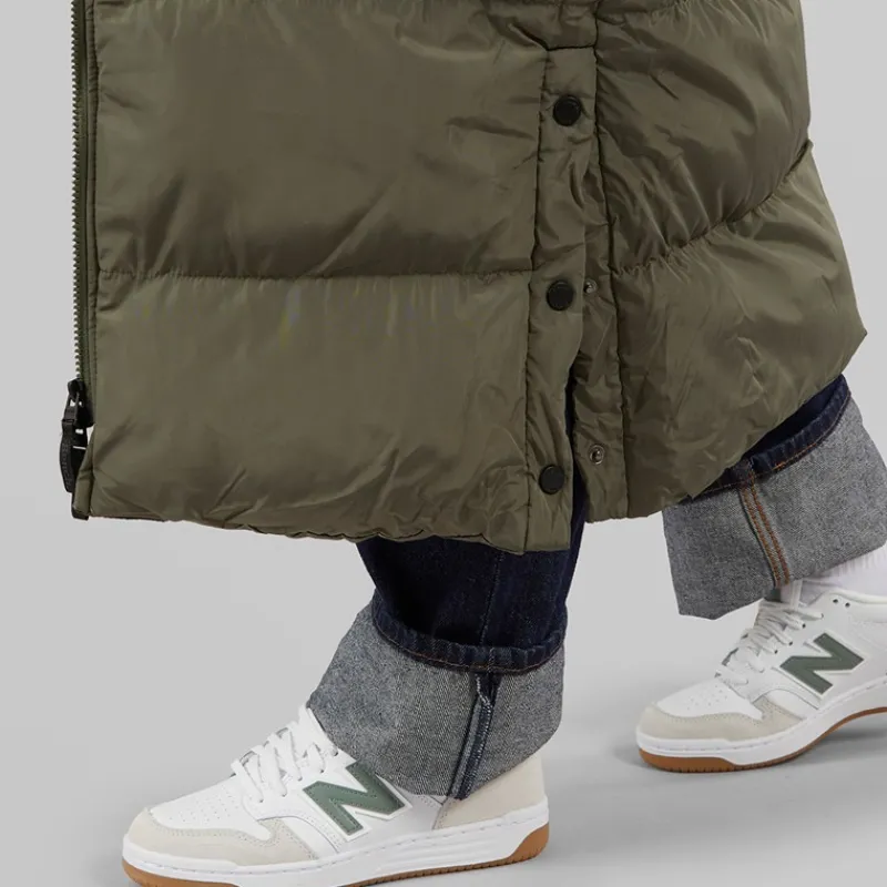 Online Bench Dame Ryelle Maxi Lang Puffer Jakke Khaki kakigrøn