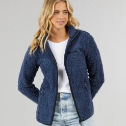 New Bench Dame Sherpa Fleece Jakke Blå Marineblå