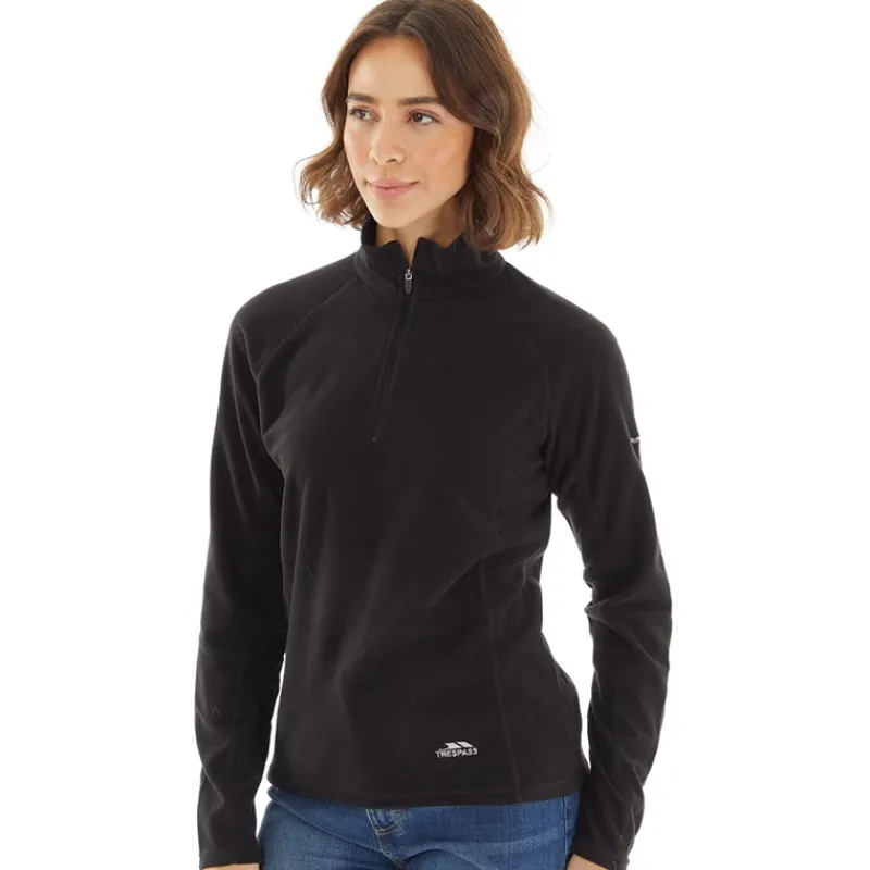 Trespass Dame Shiner 1/2 Lynlås Mikro Fleece Sort