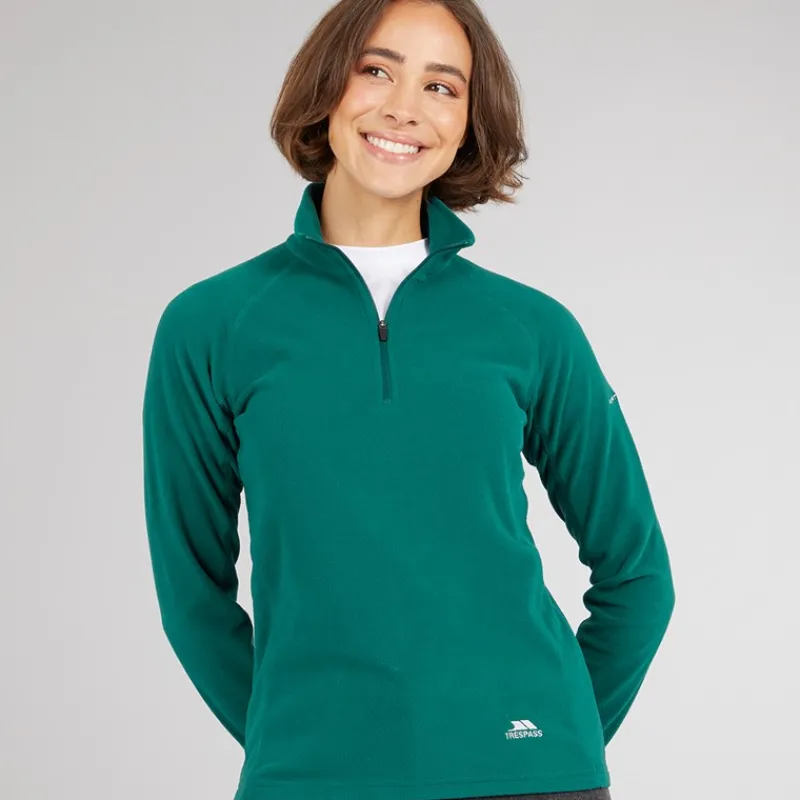 Clearance Trespass Dame Shiner 1/2 lynlås Mikro Fleece Teal Grøn