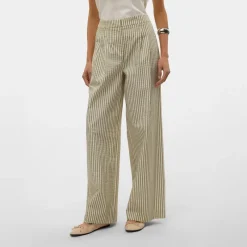 Best Vero Moda Dame Siv Stribede Bukser Lysegrøn