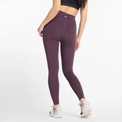 Sale New Balance Dame Slanke NB Dry Højtaljede Tætsiddende Leggings Blomme Brun