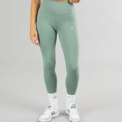 Clearance New Balance Dame Sleek NB Dry Højtaljede Tætsiddende Leggings Mørk Enebær