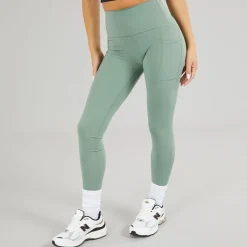 Hot New Balance Dame Sleek NBDry Lomme Højtaljede Tætsiddende Leggings Mørk Enebær Grøn