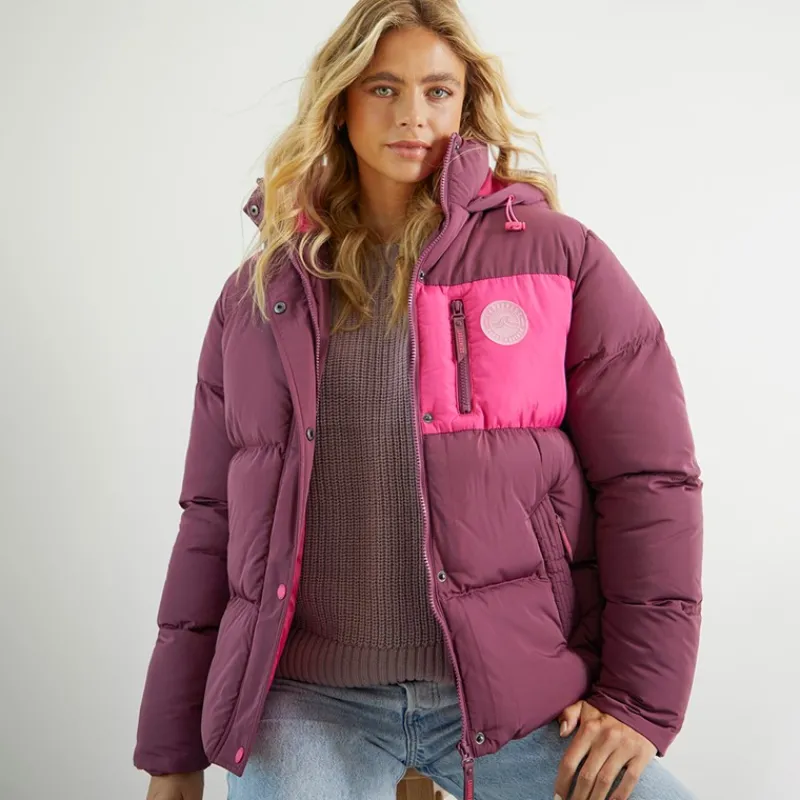 Sale Lagooners Dame St Austell Kort Dunjakke Burgundy