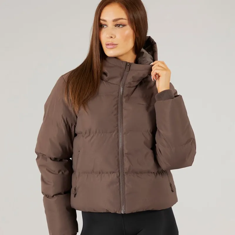 Sale Closure London Dame Storm Cuff Kort Puffer Jakke Kaffe Brun
