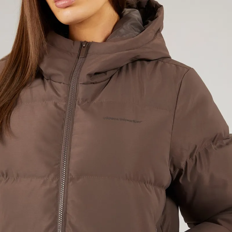Sale Closure London Dame Storm Cuff Kort Puffer Jakke Kaffe Brun