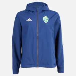 Sale adidas Dame SVFF Sverige Vandtæt Storm Jakke Team Navy Blue/Easy Yellow