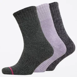 Best WEATHERPROOF Dame Thermische Sokken Driepack Grijs/​Paars Flerfarvet