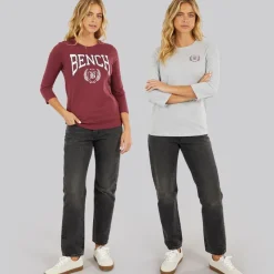 Hot Bench Dame To Pak 3/4 Ærme T-shirts Cordovan Grå Melering