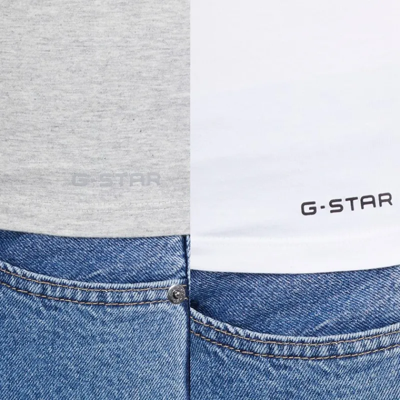 G-STAR Dame to pak vest Bright White/Light Grey Marl Lysegrå Mergel