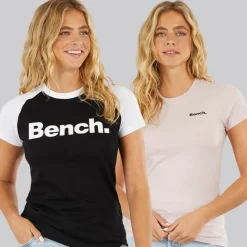 Discount Bench Dame To Pakke T-Shirts Sort Lyserød