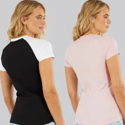 Discount Bench Dame To Pakke T-Shirts Sort Lyserød
