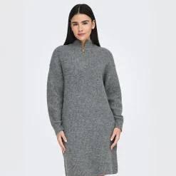 Clearance Only Dame Tokyo Kjole med Lynlås Mørkegråmeleret