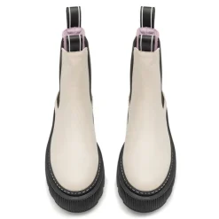 Outlet LÄST Dame Trixy Læderstøvler Off White