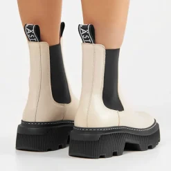 Outlet LÄST Dame Trixy Læderstøvler Off White
