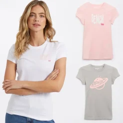 Hot Bench Dame T-shirts med print Lolah (pakke med 3) lyserød/sølvgrå/hvid