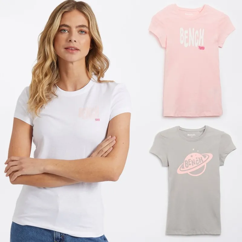Hot Bench Dame T-shirts med print Lolah (pakke med 3) lyserød/sølvgrå/hvid