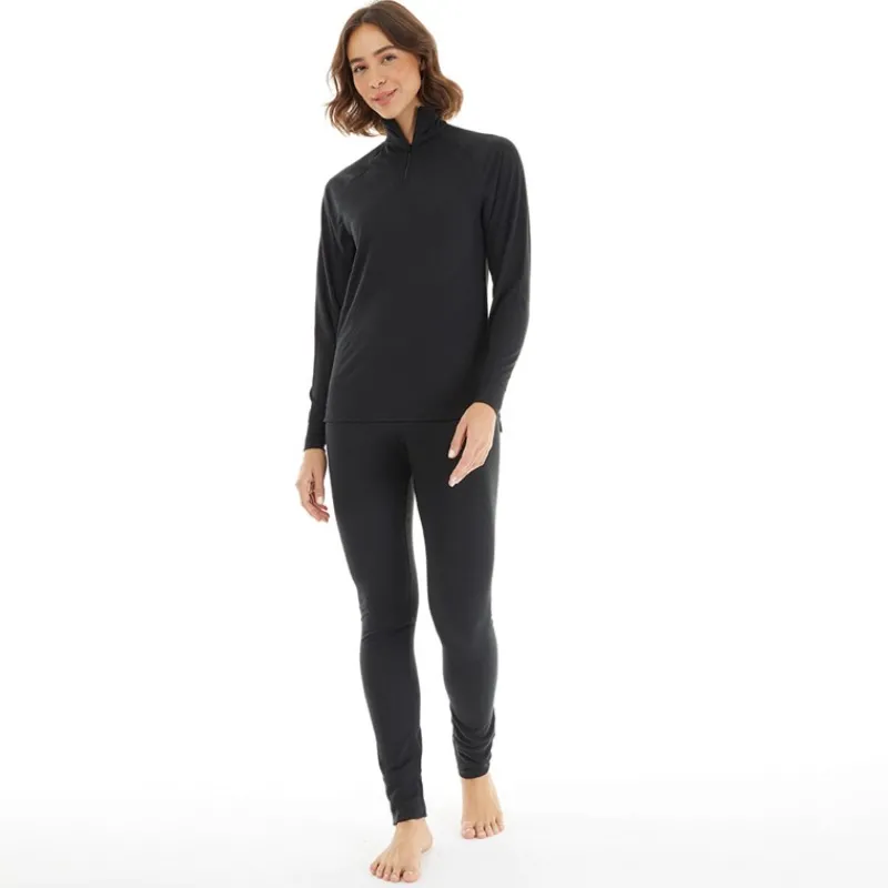 Clearance Trespass Dame Unite 360 Termisk Baselayer Sæt Sort