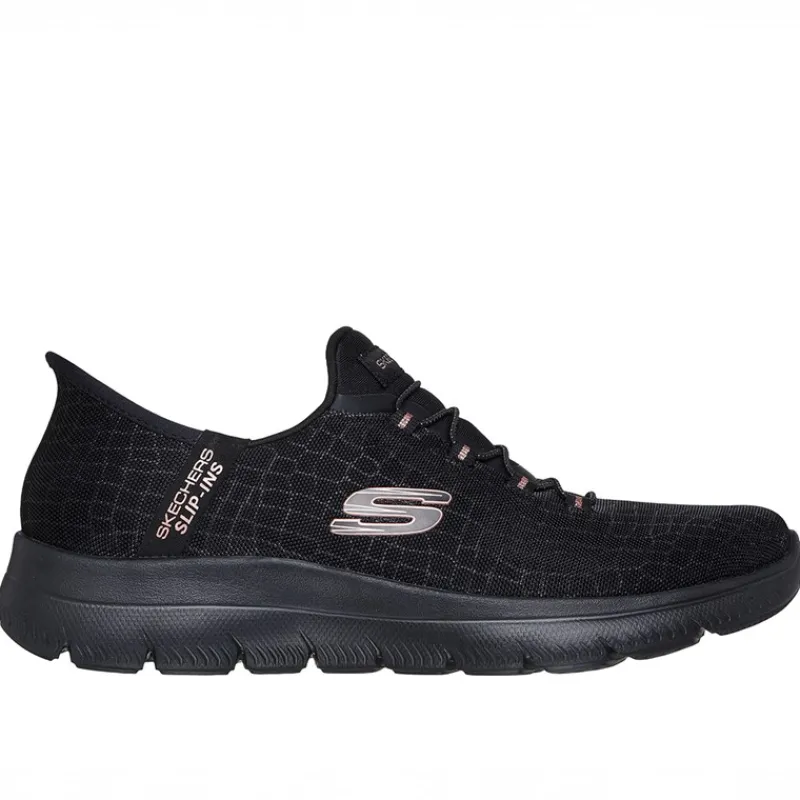 Hot SKECHERS SPORT Damesko Summits Klassisk Nat Slip In Sneakers Sort