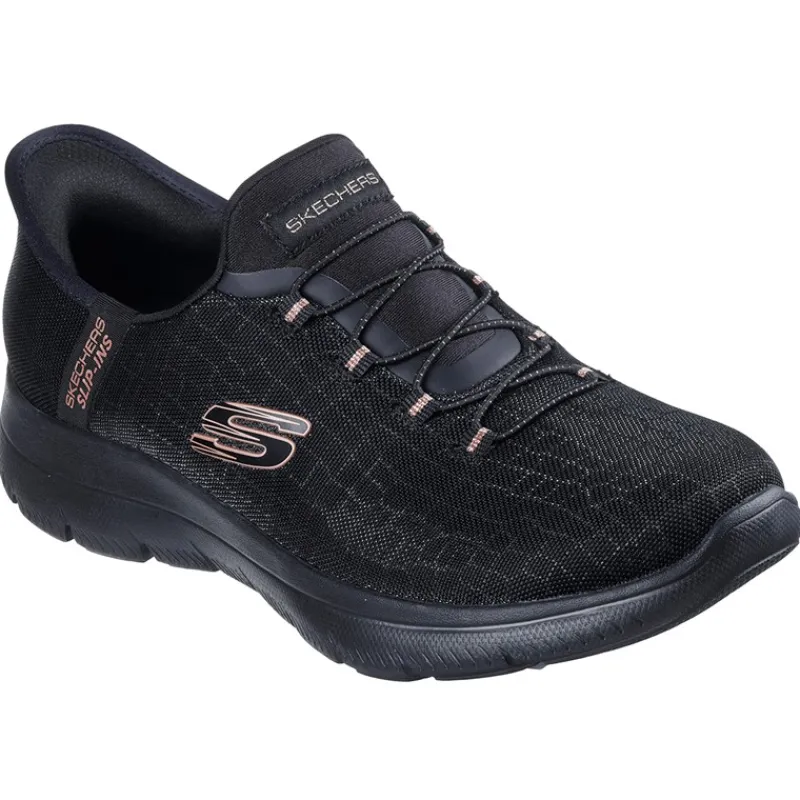 Hot SKECHERS SPORT Damesko Summits Klassisk Nat Slip In Sneakers Sort