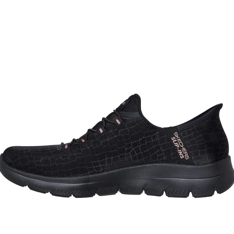Hot SKECHERS SPORT Damesko Summits Klassisk Nat Slip In Sneakers Sort