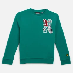 Online Lyle And Scott Drenge 1874 Patch Grafik Sweatshirt X154 Court Grøn