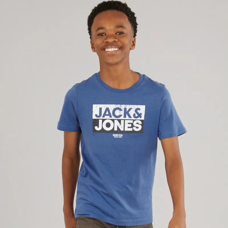 Best JACK & JONES Drenge Atfal Tre Pakke T-shirts Colbalt Blå / Hvid / Navy Print