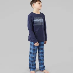 Outlet Threadboys Drenge Atmore nattøj sæt Navy/​Blue Check